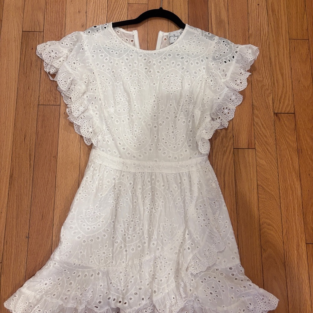 Oh Polly White Flutter Sleeve Mini Dress